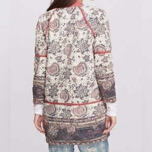 Free People Vintage Reversible Quilted Denim/ Floral Patterned Coat